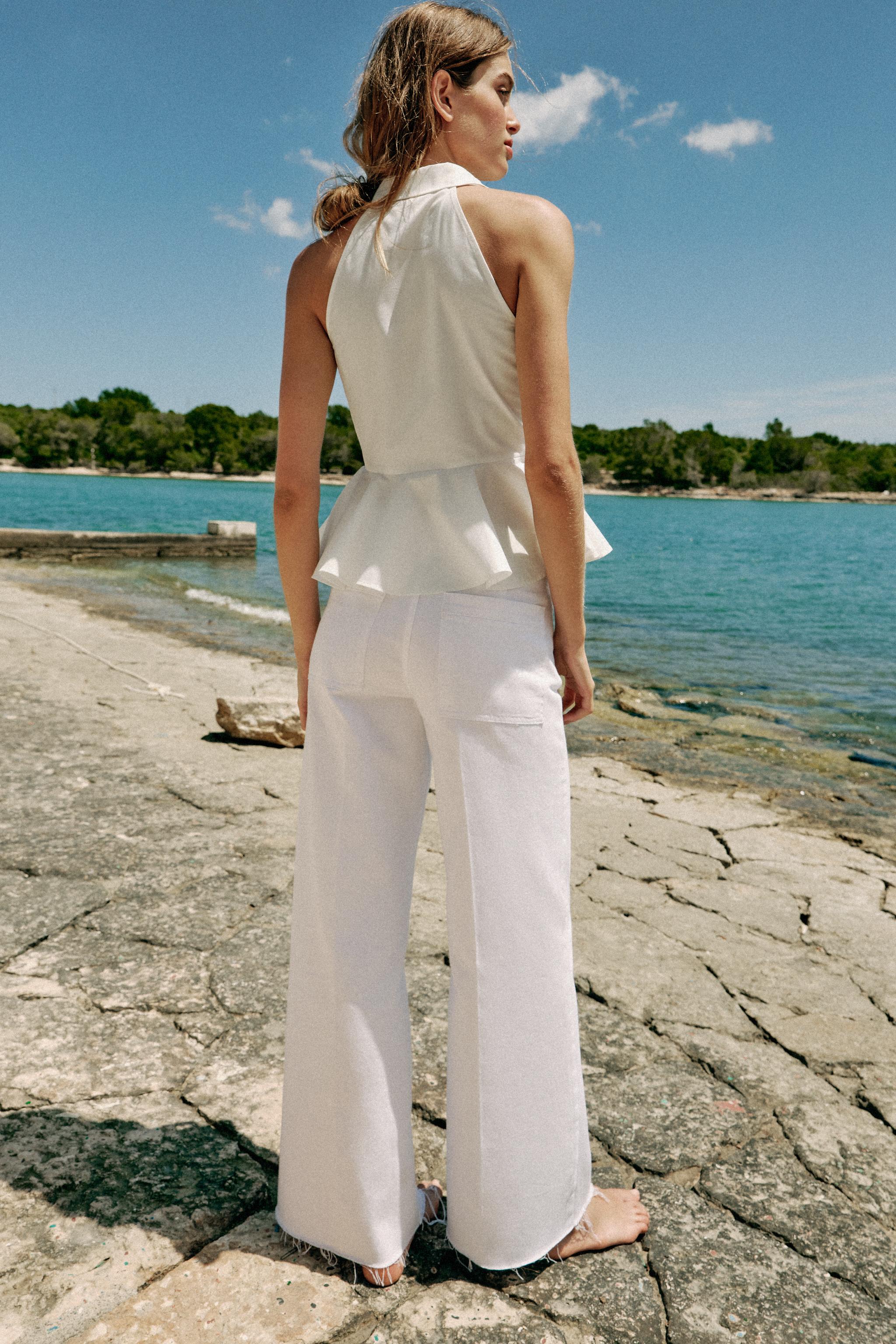 HALTER PEPLUM SHIRT